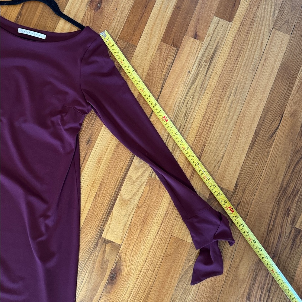 Susana Monaco Deep Burgundy Long Sleeve Dress with ties at cuff large - Picture 10 of 13